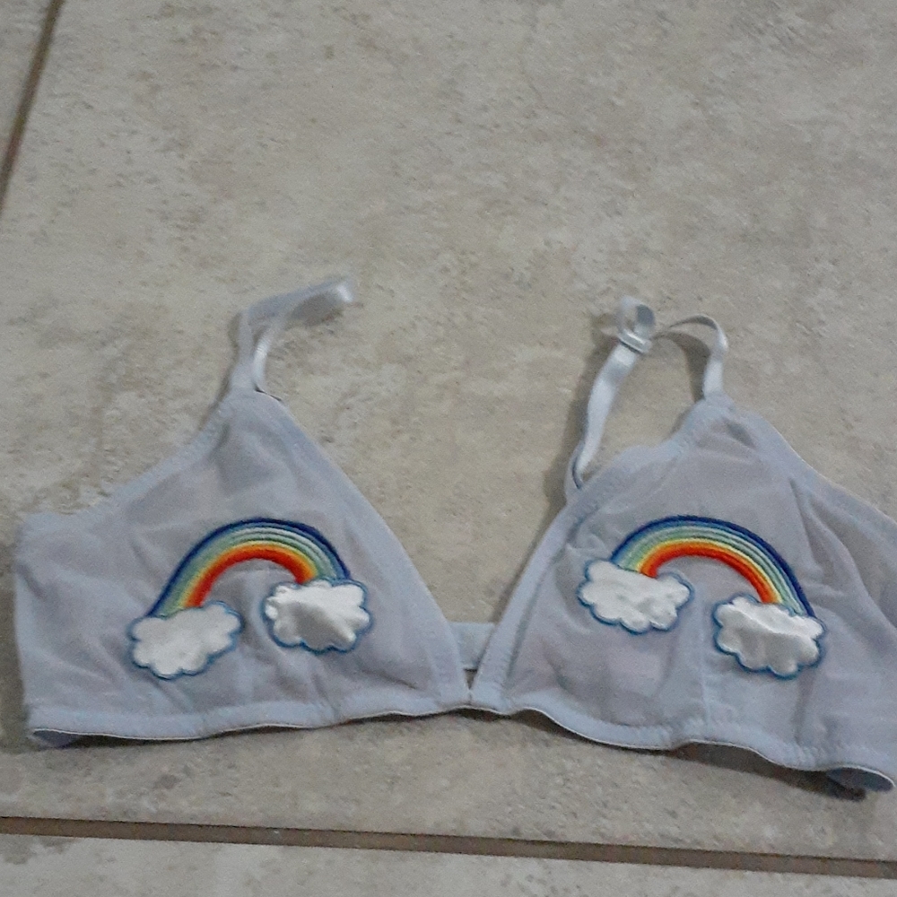 Blue mesh, rainbow pasty bralette
